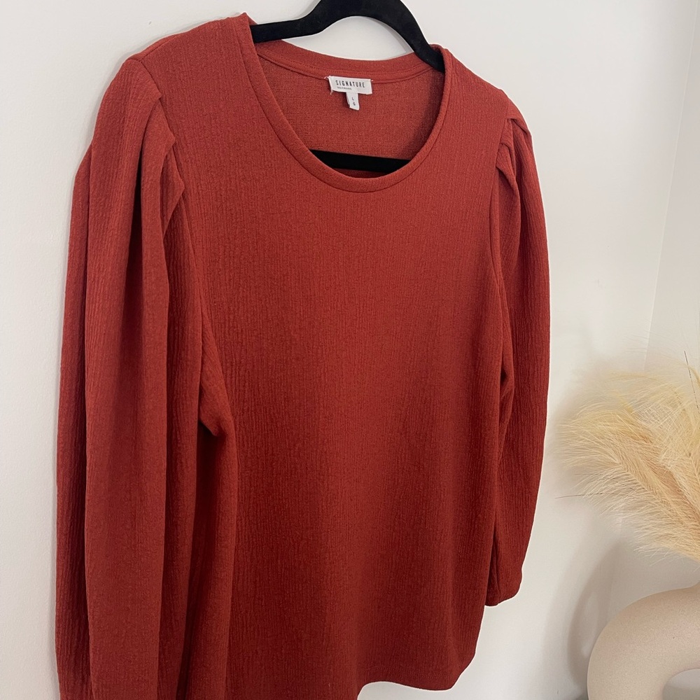 Reitmans Terracotta Blouse with Pleated Sleeves - Picture 2 of 3
